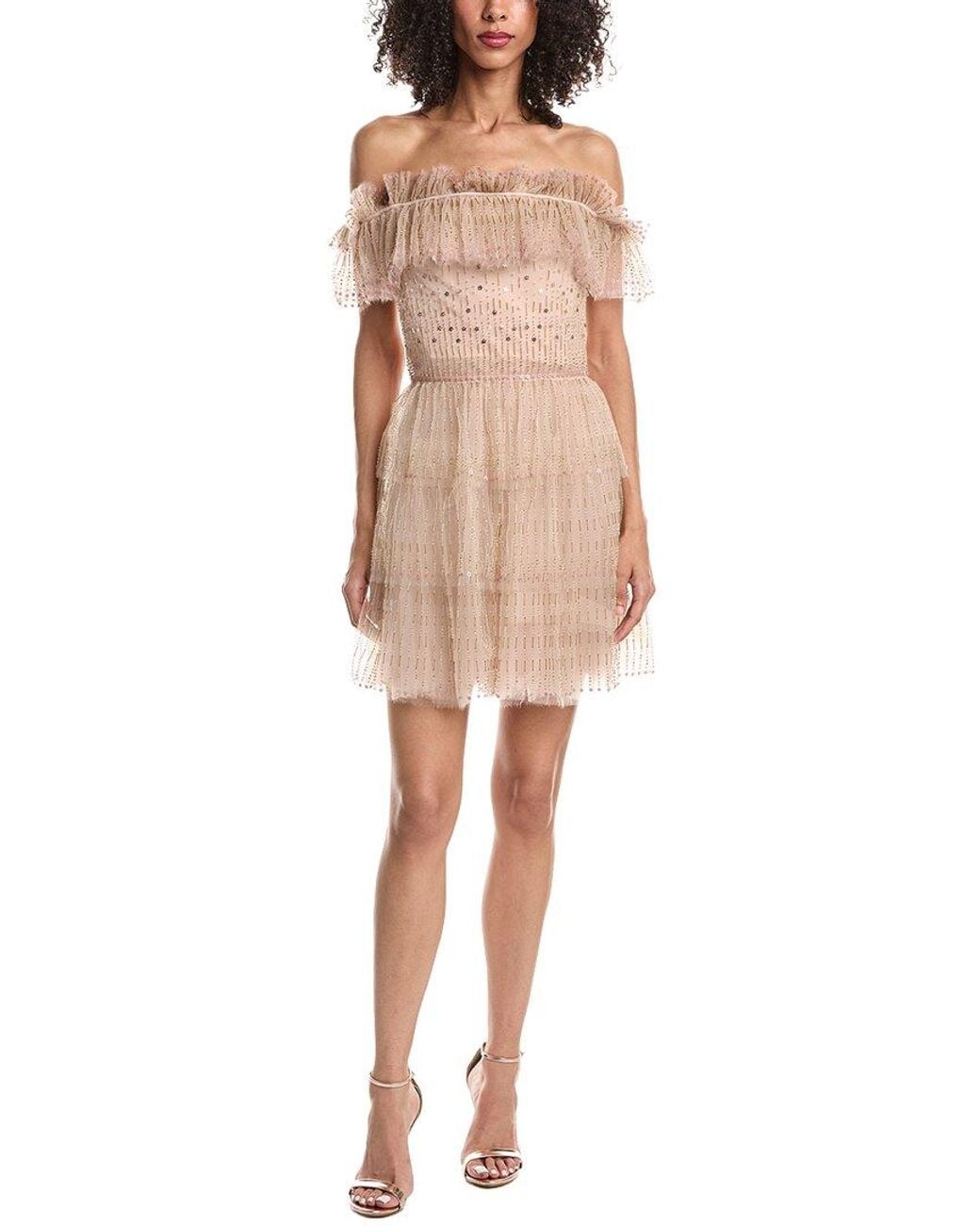 Valentino Natural Tulle Silk-Blend Mini Dress