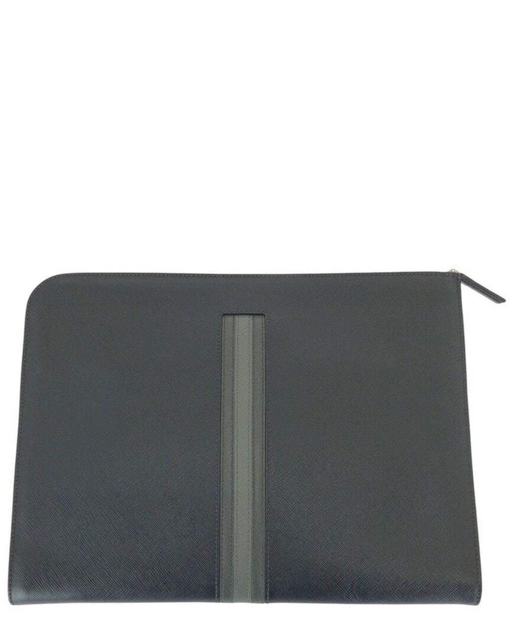 Prada Gray Saffiano L-Zip Clutch (Authentic Pre-Loved)
