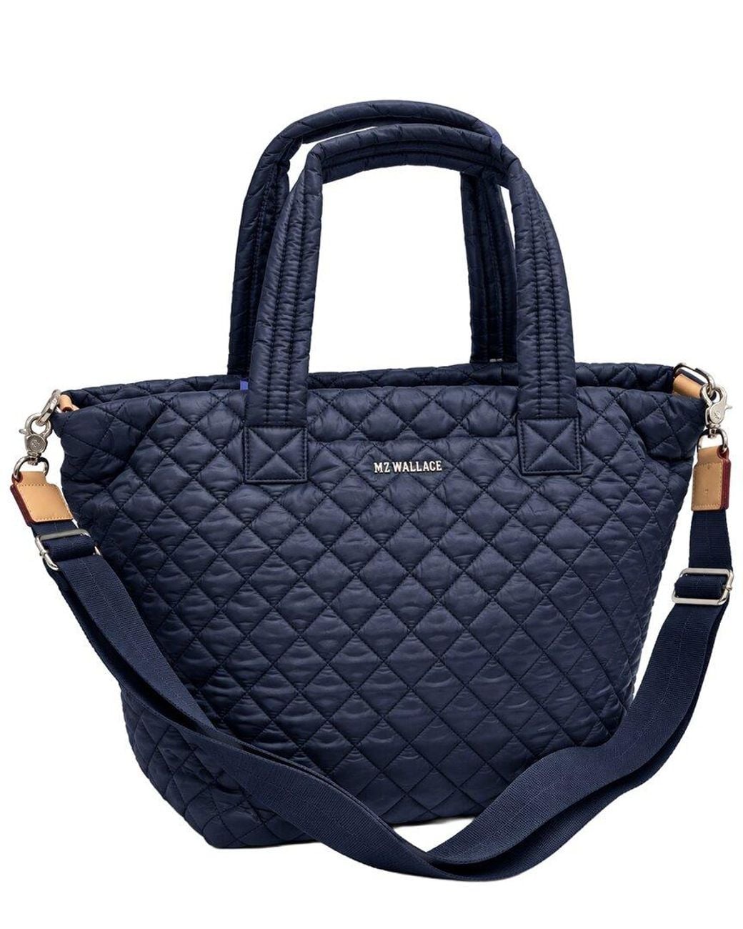 MZ Wallace Blue Medium Metro Nylon & Leather Tote Deluxe