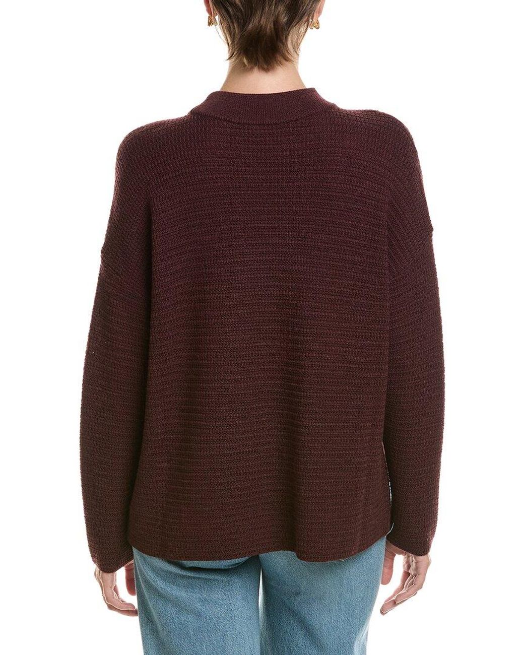 Eileen Fisher Brown Mock Neck Wool Sweater