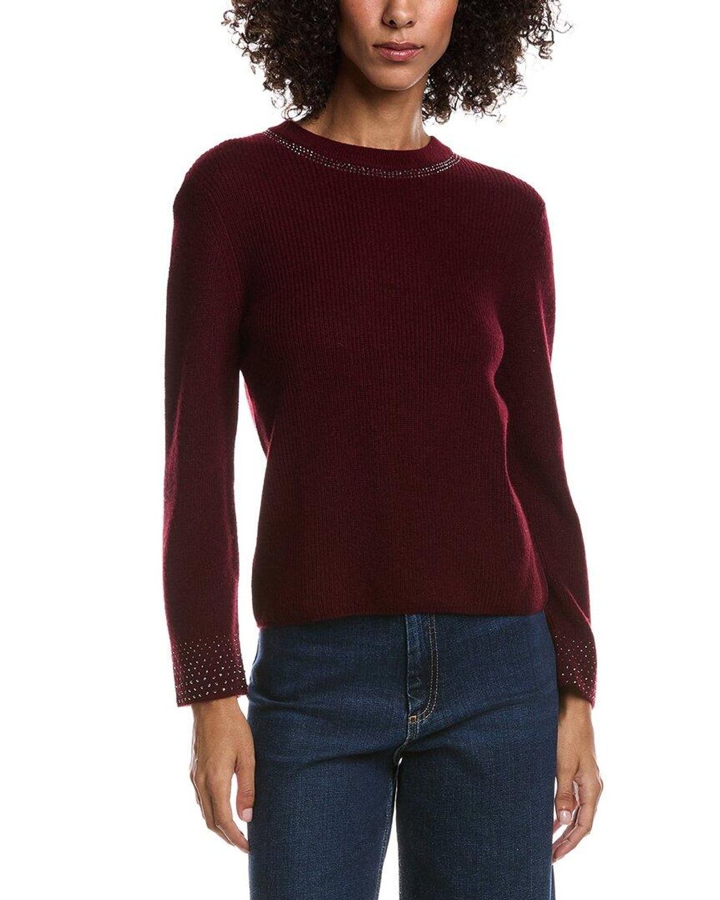 Forte Red Studded Wool & Cashmere-Blend Sweater