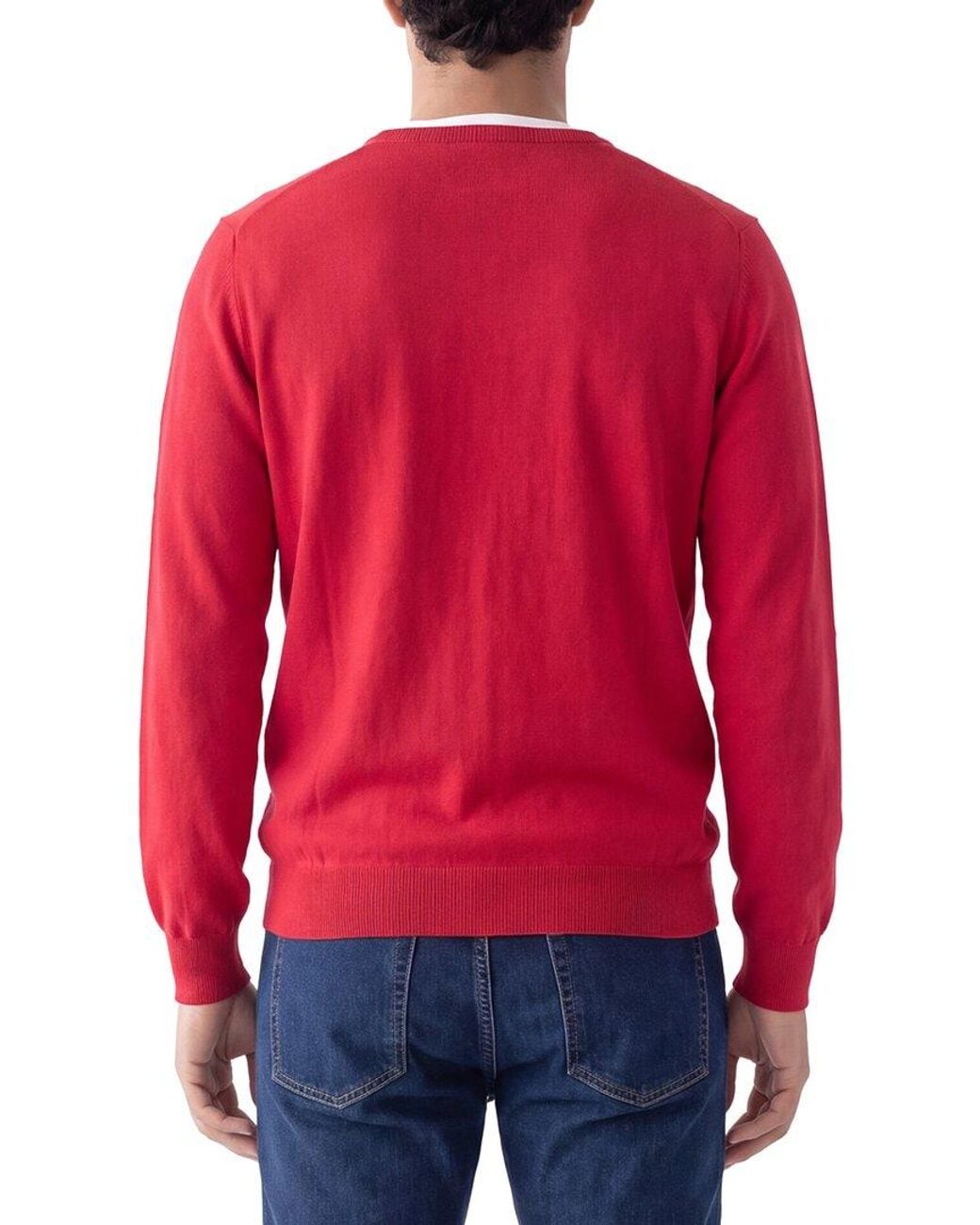 Gran Sasso Red 100% Cashmere Crewneck Sweater for men