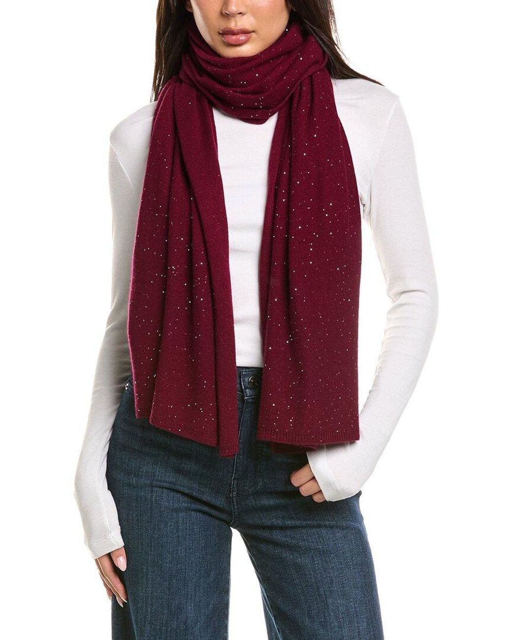 Sofiacashmere Red Sofiacashmere Lightweight Sequin Wool & Cashmere-Blend Wrap
