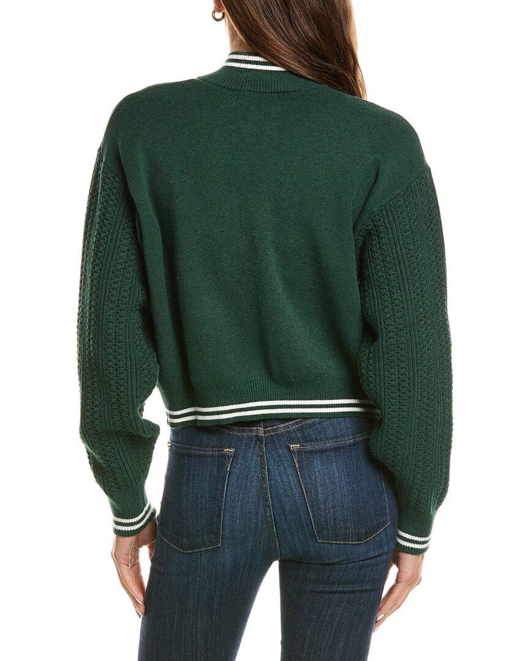 525 America Green Cable Sleeve Zip Front Bomber Jacket