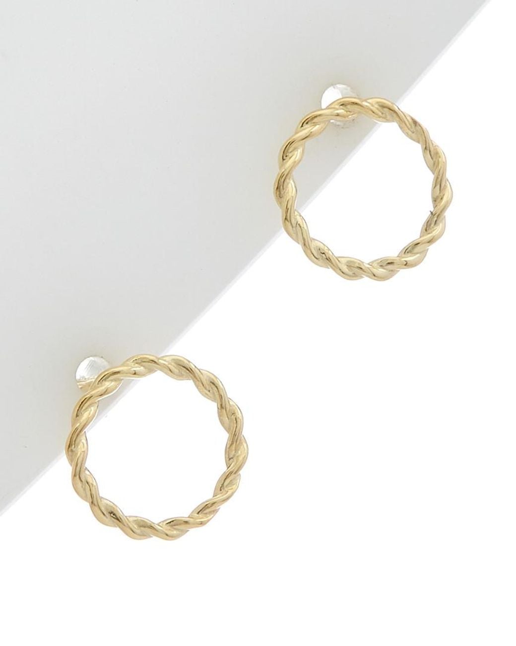 Italian Gold Metallic 14k Twisted Circle Earrings