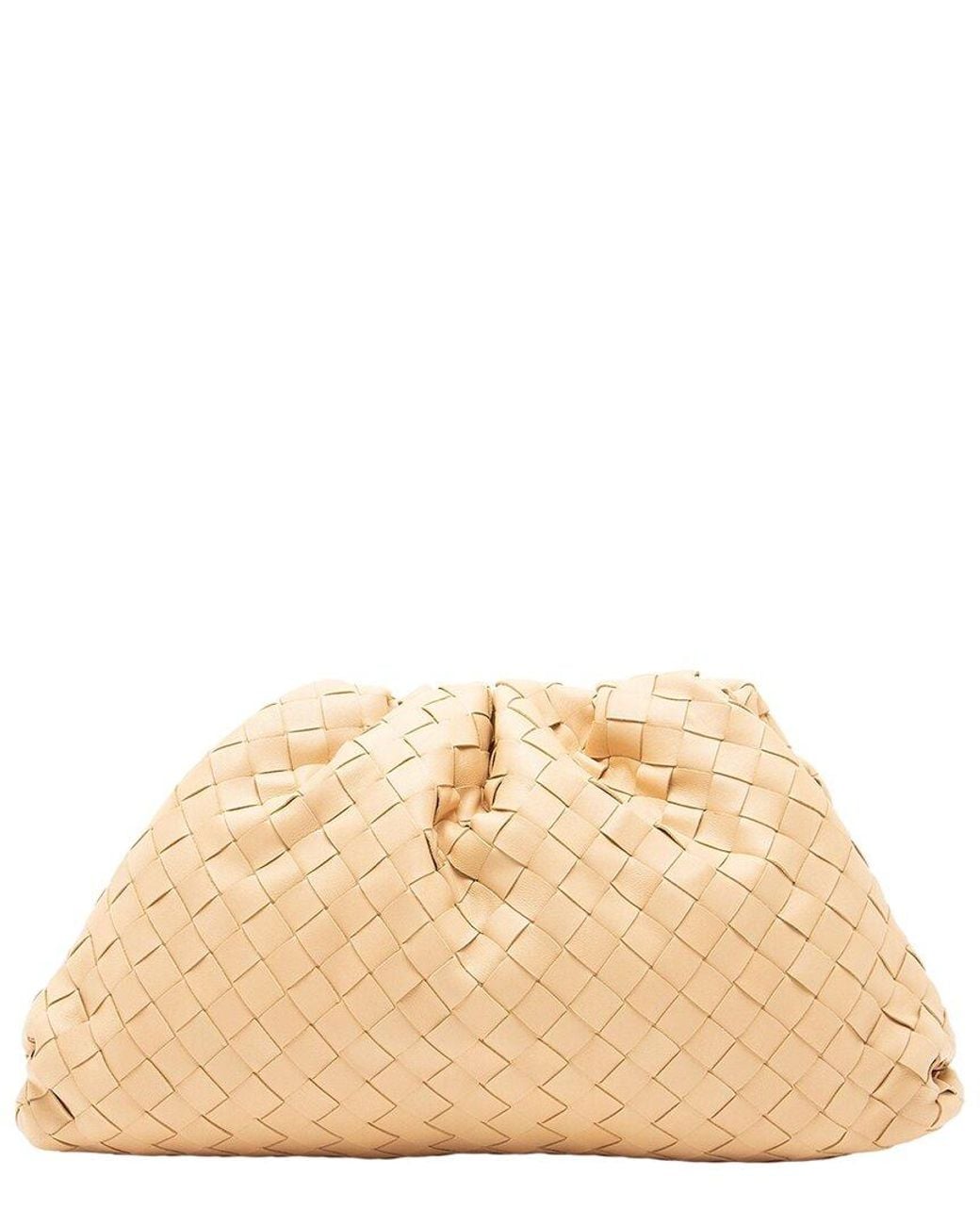 Bottega Veneta Natural Beige Intrecciato Leather Teen Pouch Clutch (authentic Pre- Loved)