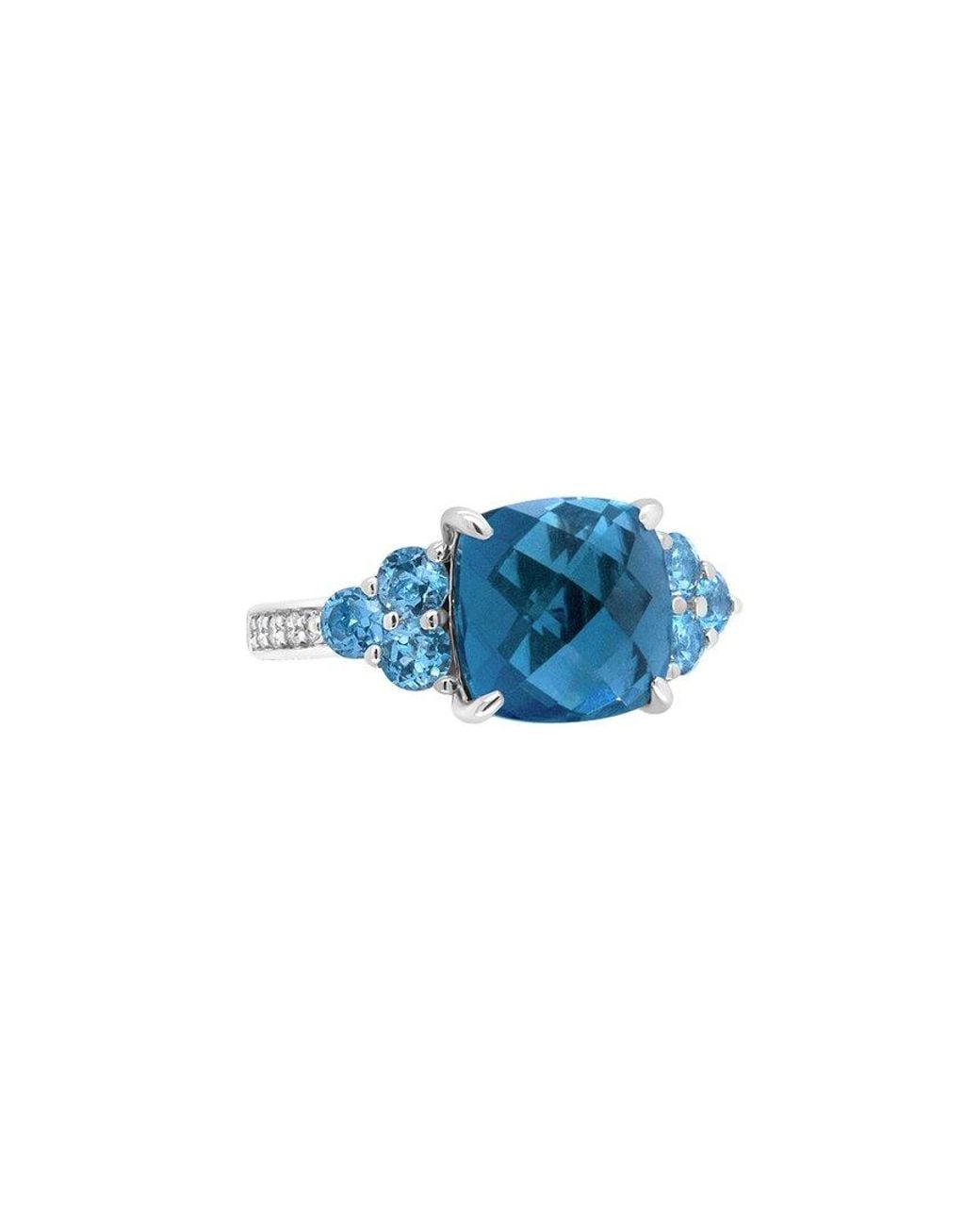 Haus of Brilliance Blue 18K 6.59 Ct. Tw. Diamond & Topaz Cocktail Ring