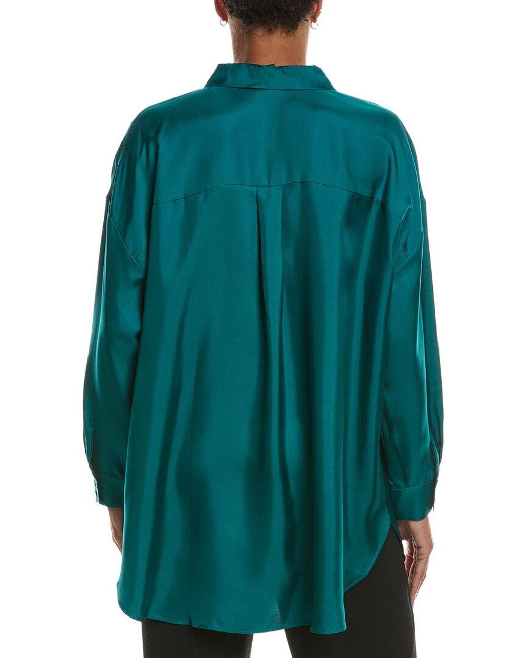 Eileen Fisher Green Silk Shirt