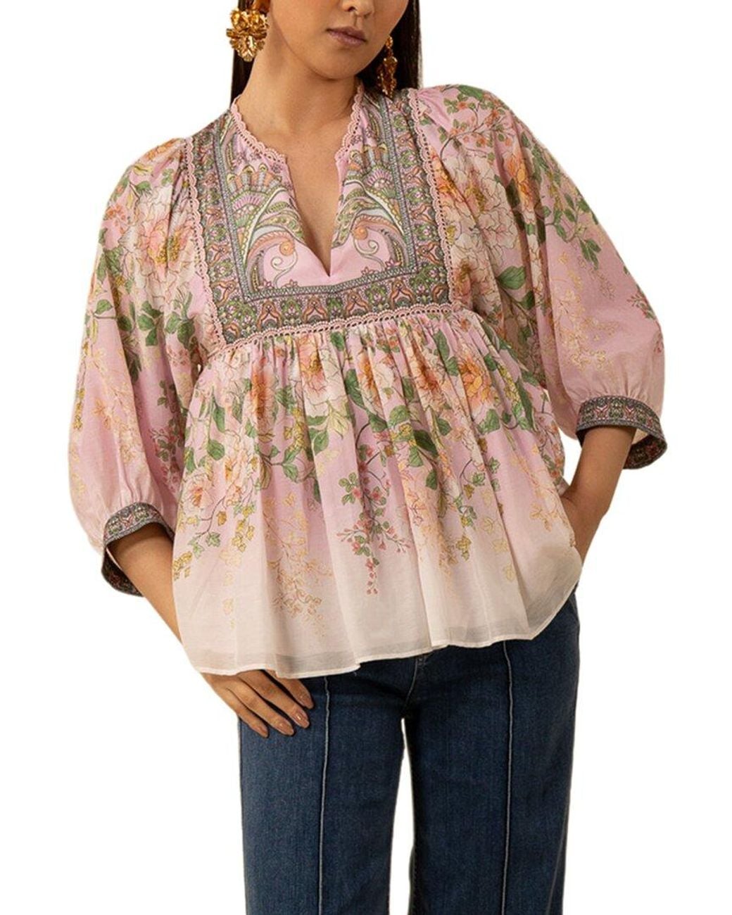 Hale Bob Multicolor Silk-Blend Skyler Blouse