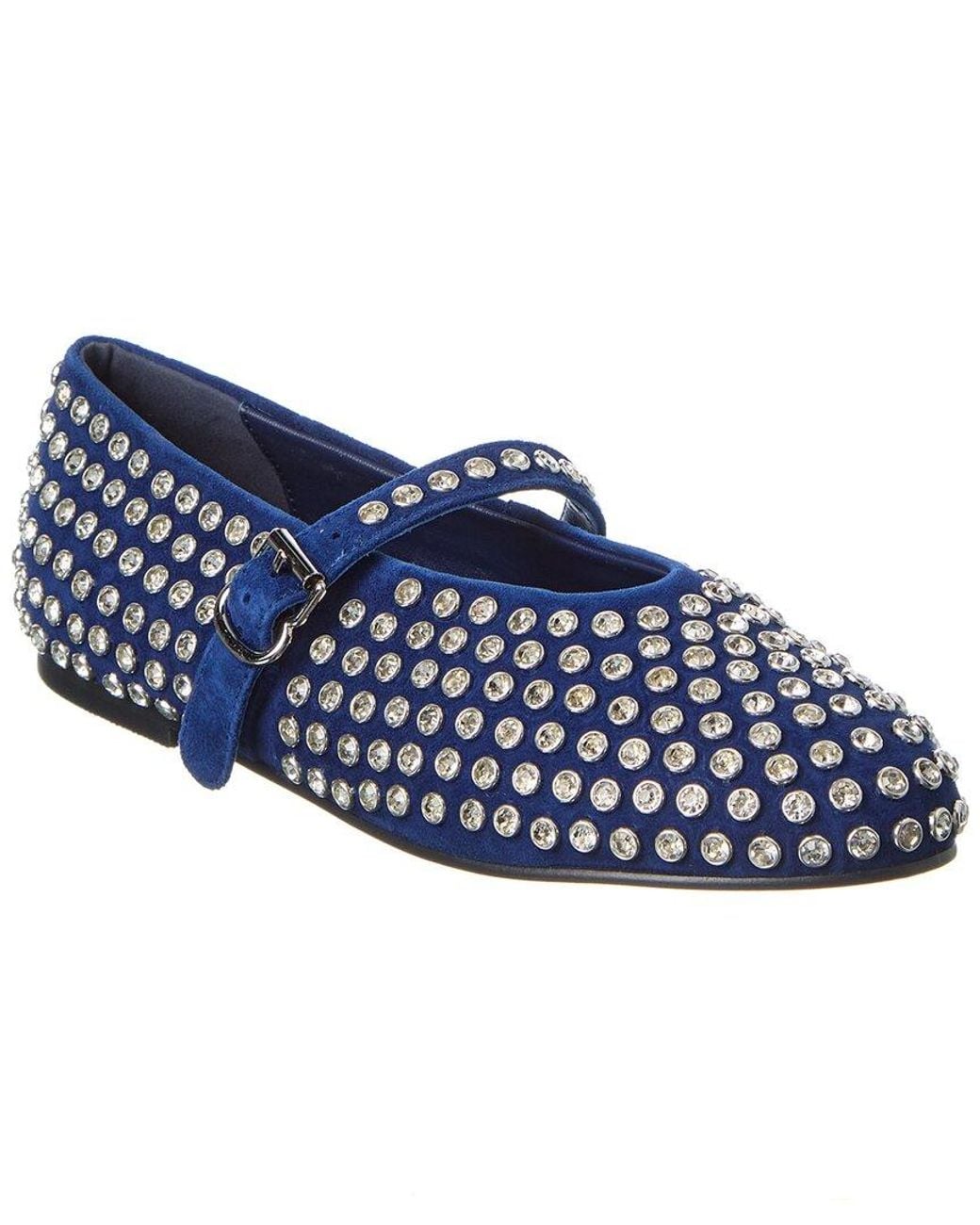 Tiffany & Fred Paris Blue Bedazzled Suede Flat