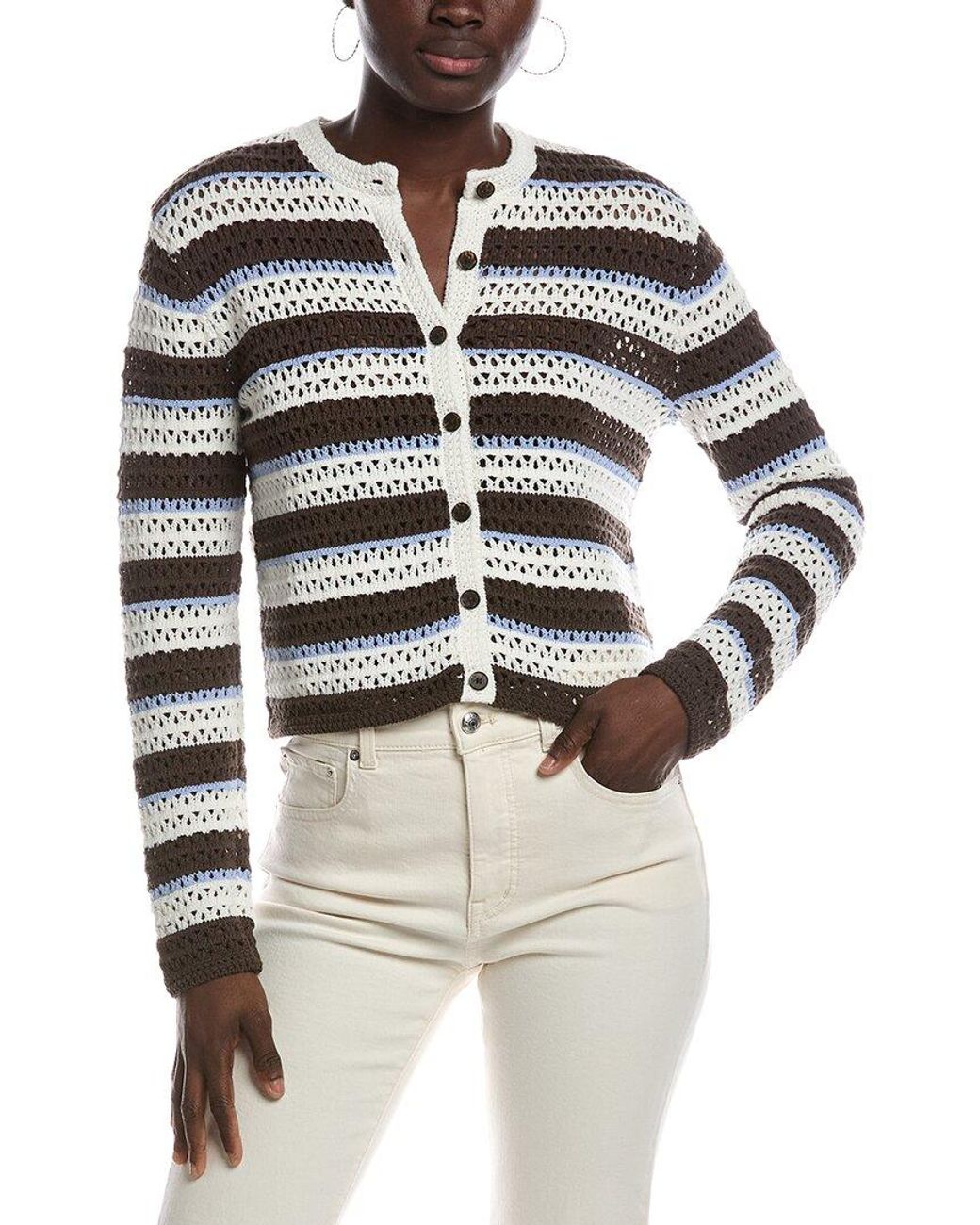 Madewell White Caroline Stripe Cardigan