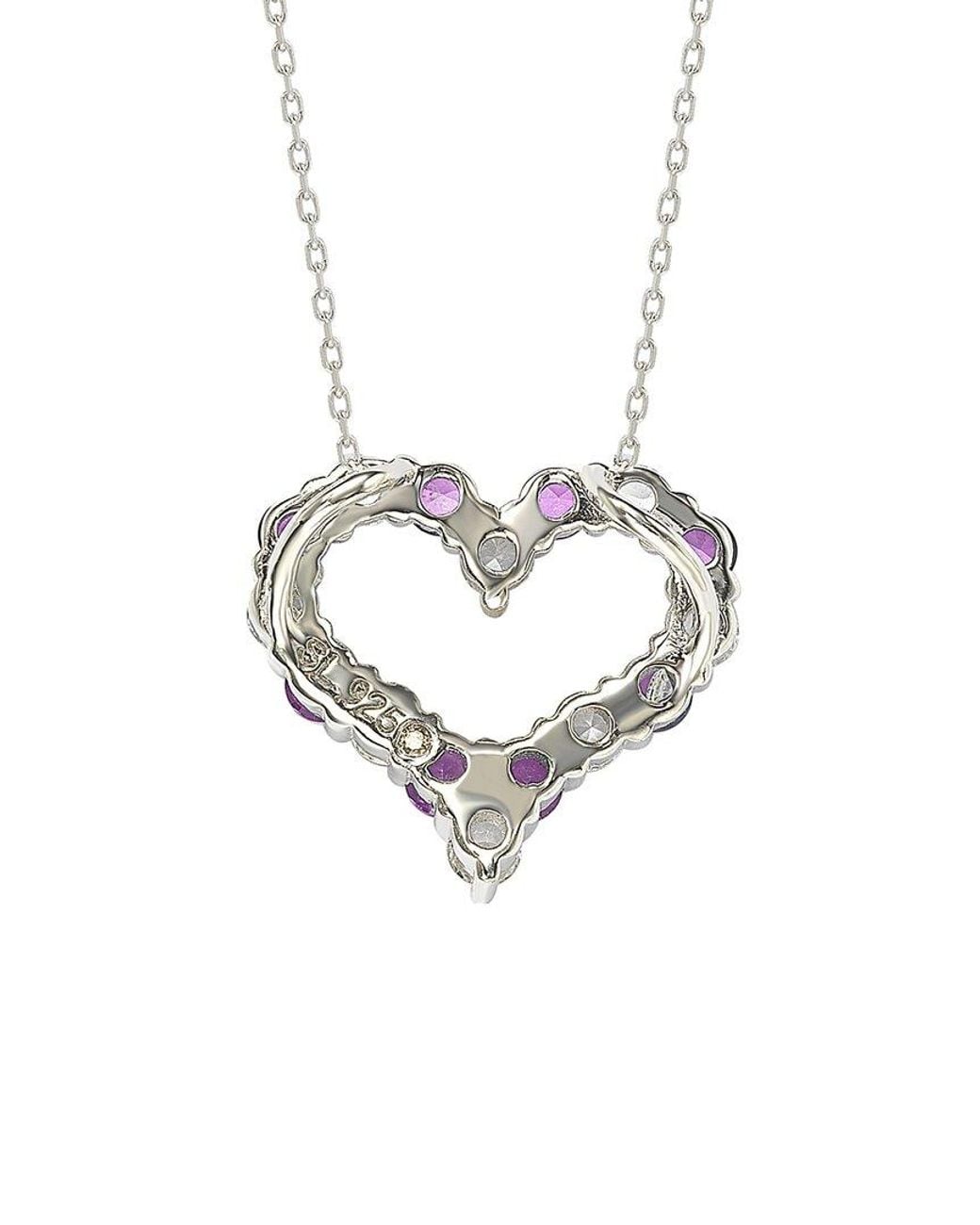 Suzy Levian Metallic Silver Diamond & Sapphire Pendant Necklace
