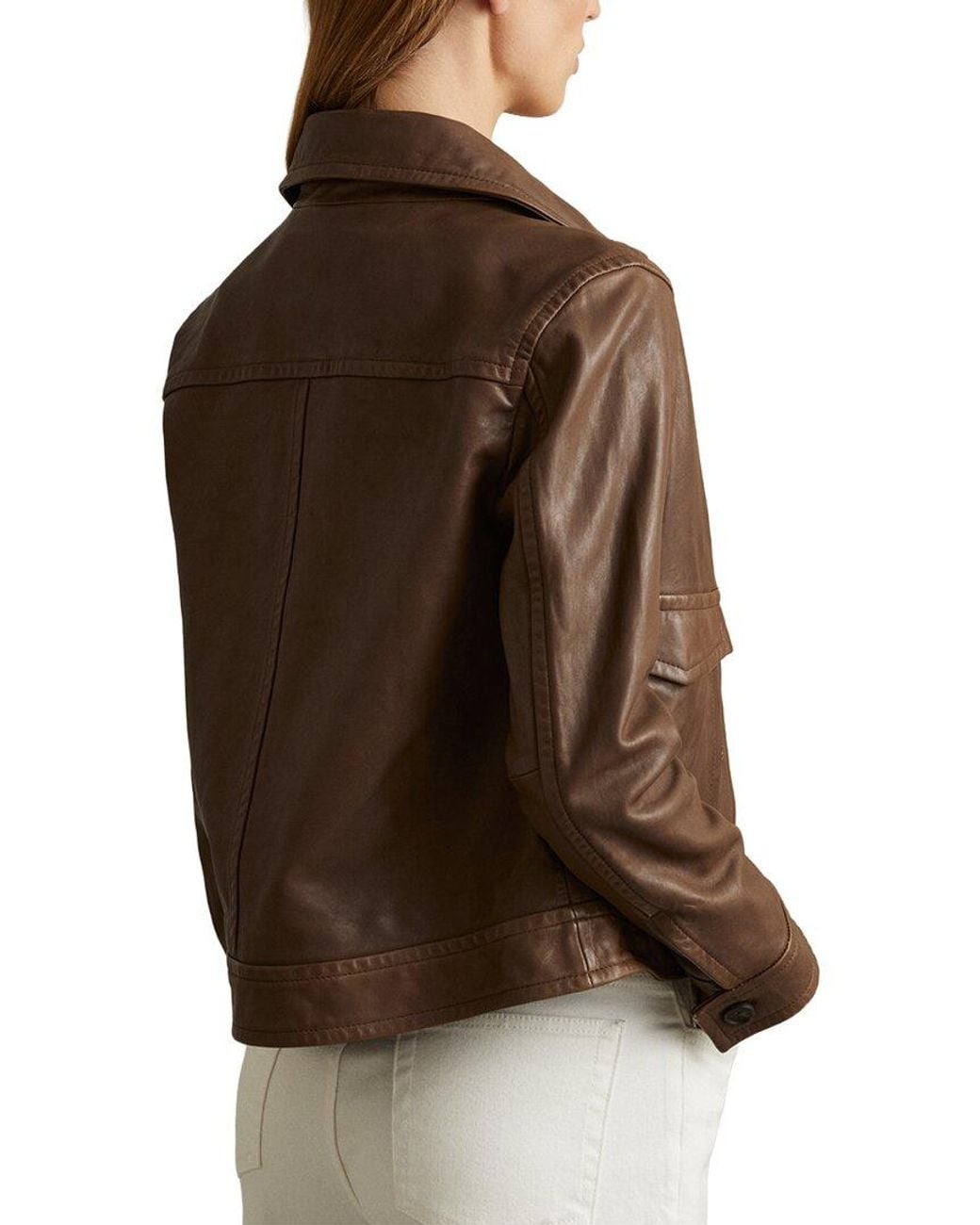 Reiss Brown Hanson Leather Jacket