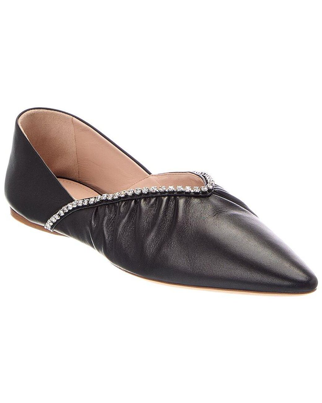 Miu Miu Gray Leather Flat