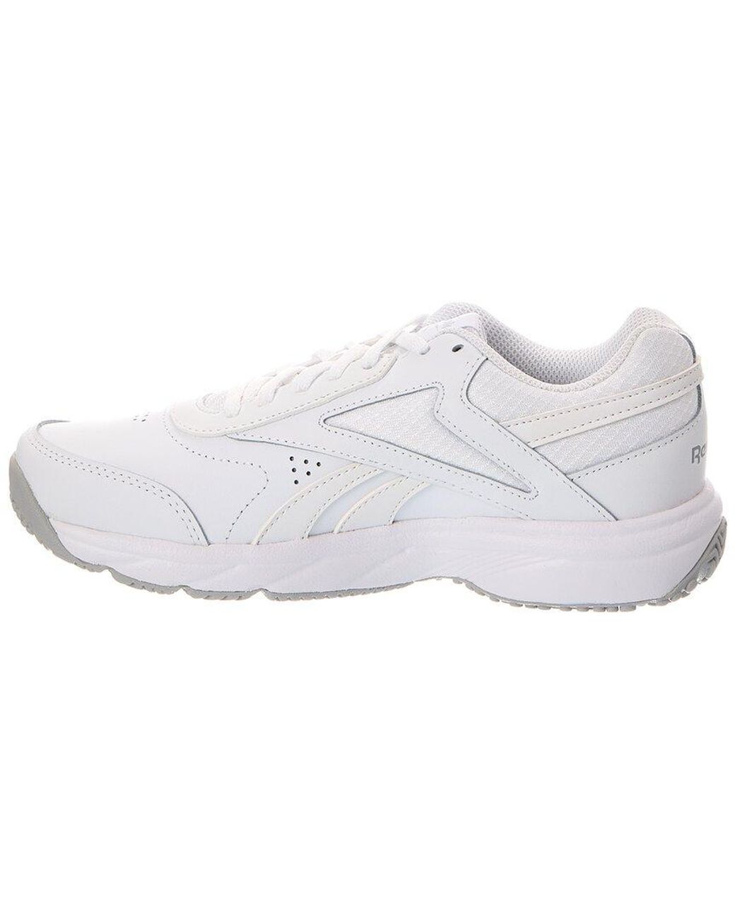 Reebok White Fitness Core Walking Leather-Trim Sneaker