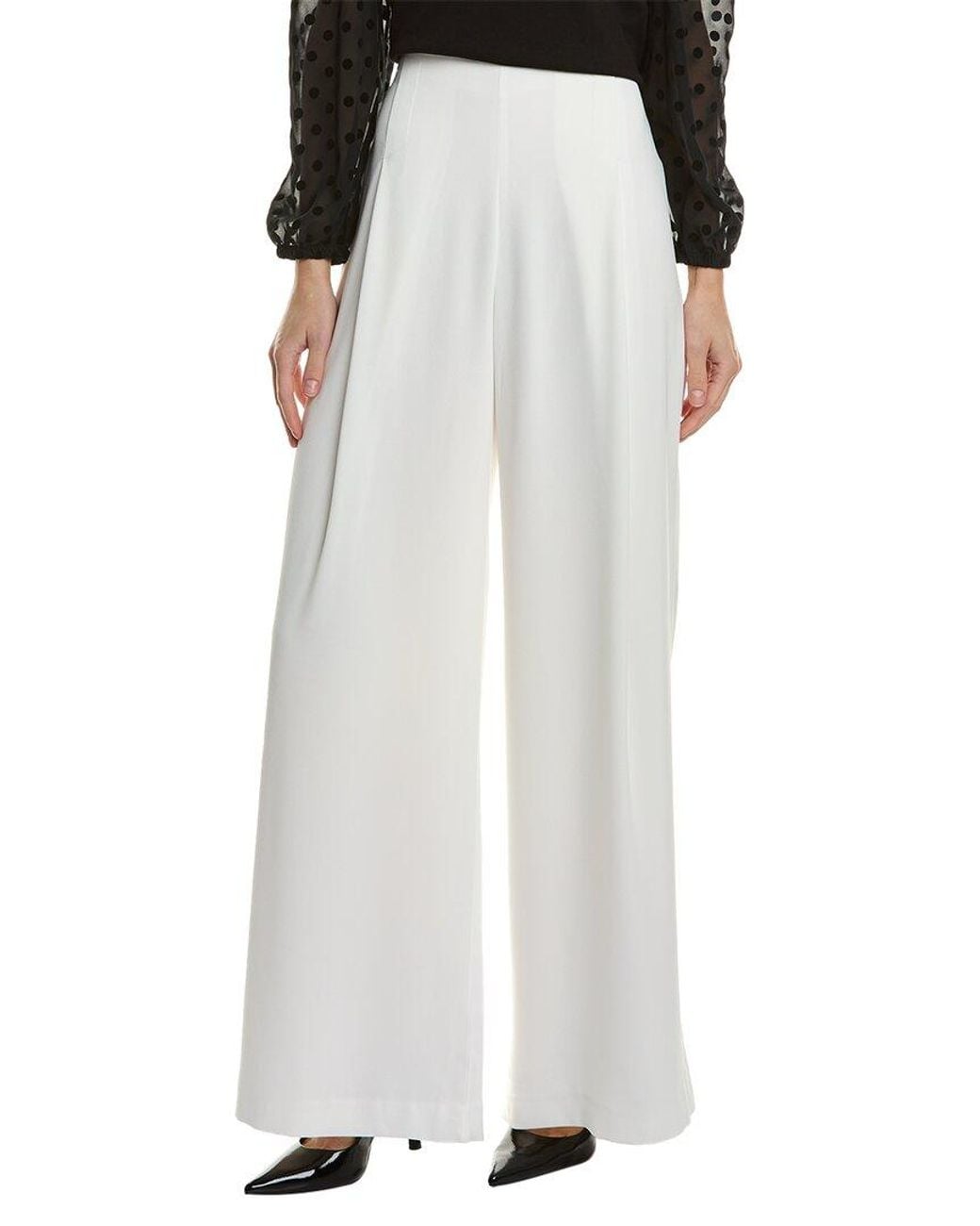 Alexia Admor White Elia Pleated Wide Leg Pant