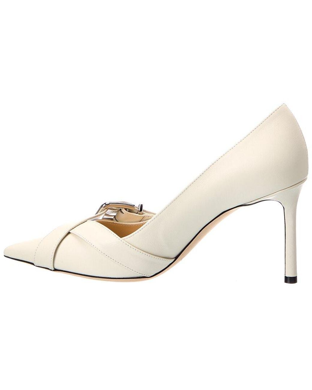 Jimmy Choo White Alix 85 Leather Pump