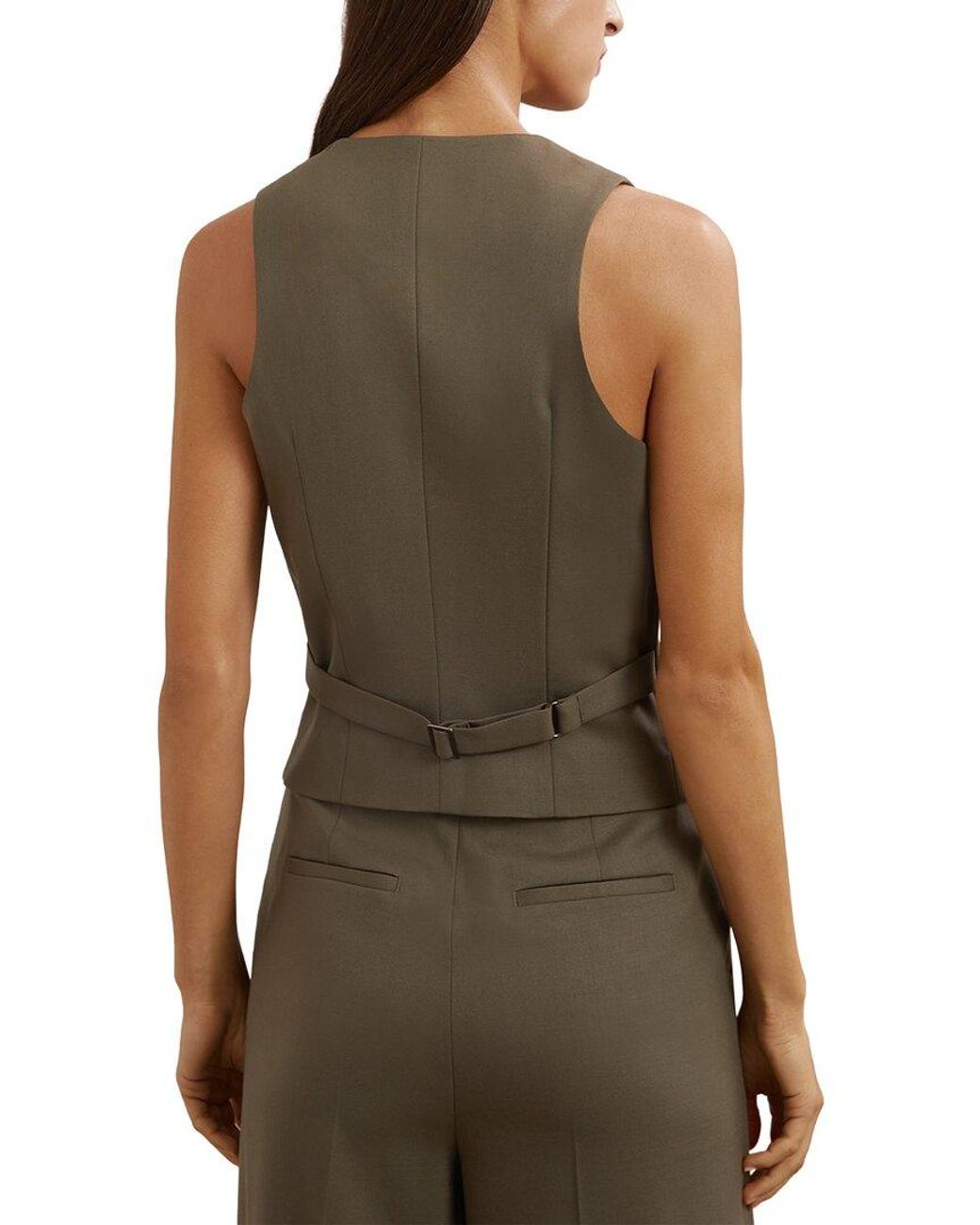 Reiss Brown Solene Wool-Blend Tailored Waistcoat