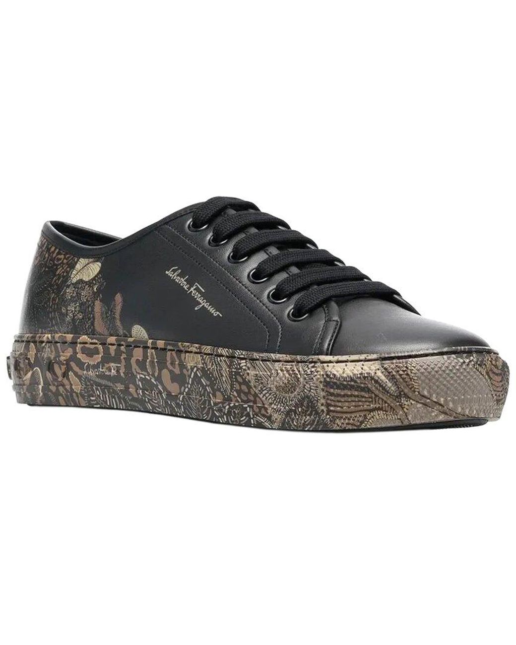 Ferragamo Black Borg Leather Sneaker
