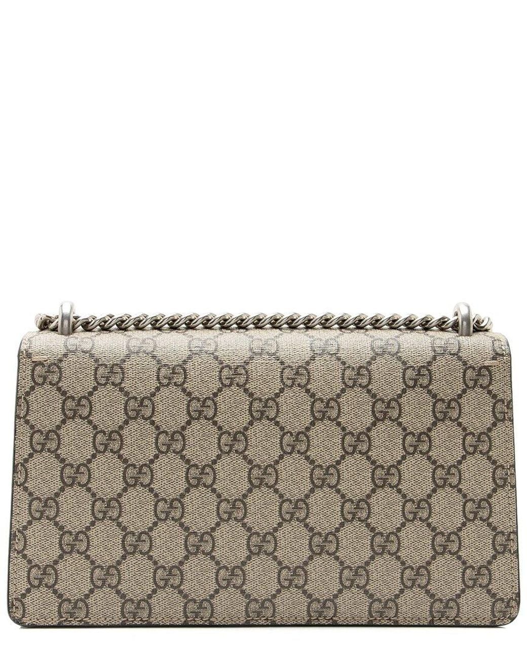 Gucci Gray Gg Supreme Canvas Crystal Dionysus Medium E/W Shoulder Bag (Authentic Pre-Loved)