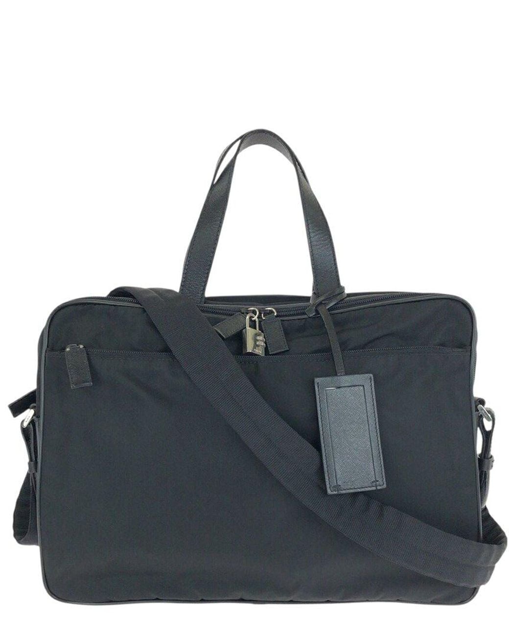 Prada Black Nylon & Leather 2Way Briefcase (Authentic Pre-Loved)