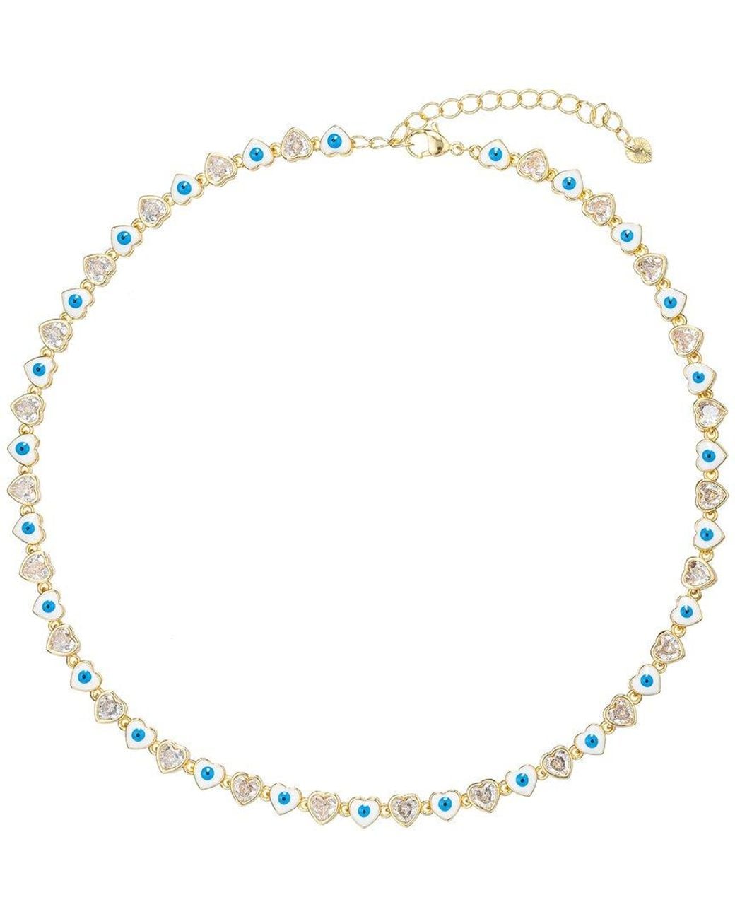 Eye Candy LA Metallic Cz Eye Hearts Dainty Necklace