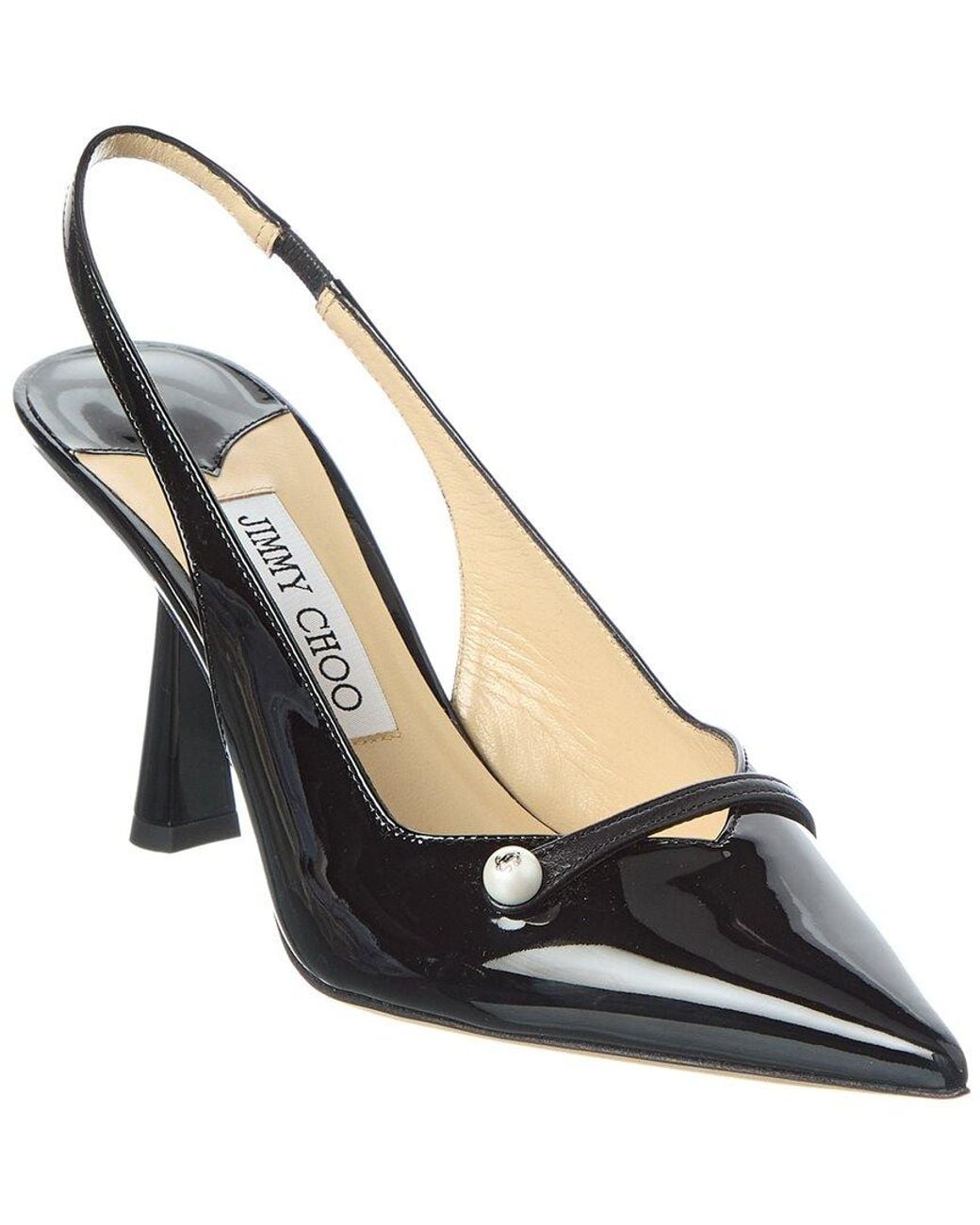 Jimmy Choo Black Amita 85 Patent Slingback Pump