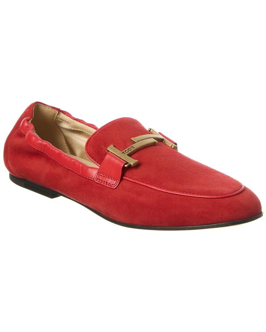 Tod's Red Suede Loafer