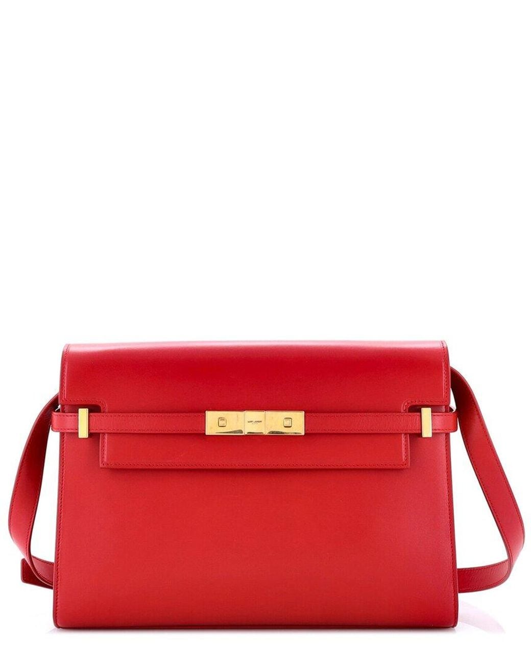 Saint Laurent Red Sheep Leather Manhattan Shoulder Bag Medium (Authentic Pre- Loved)