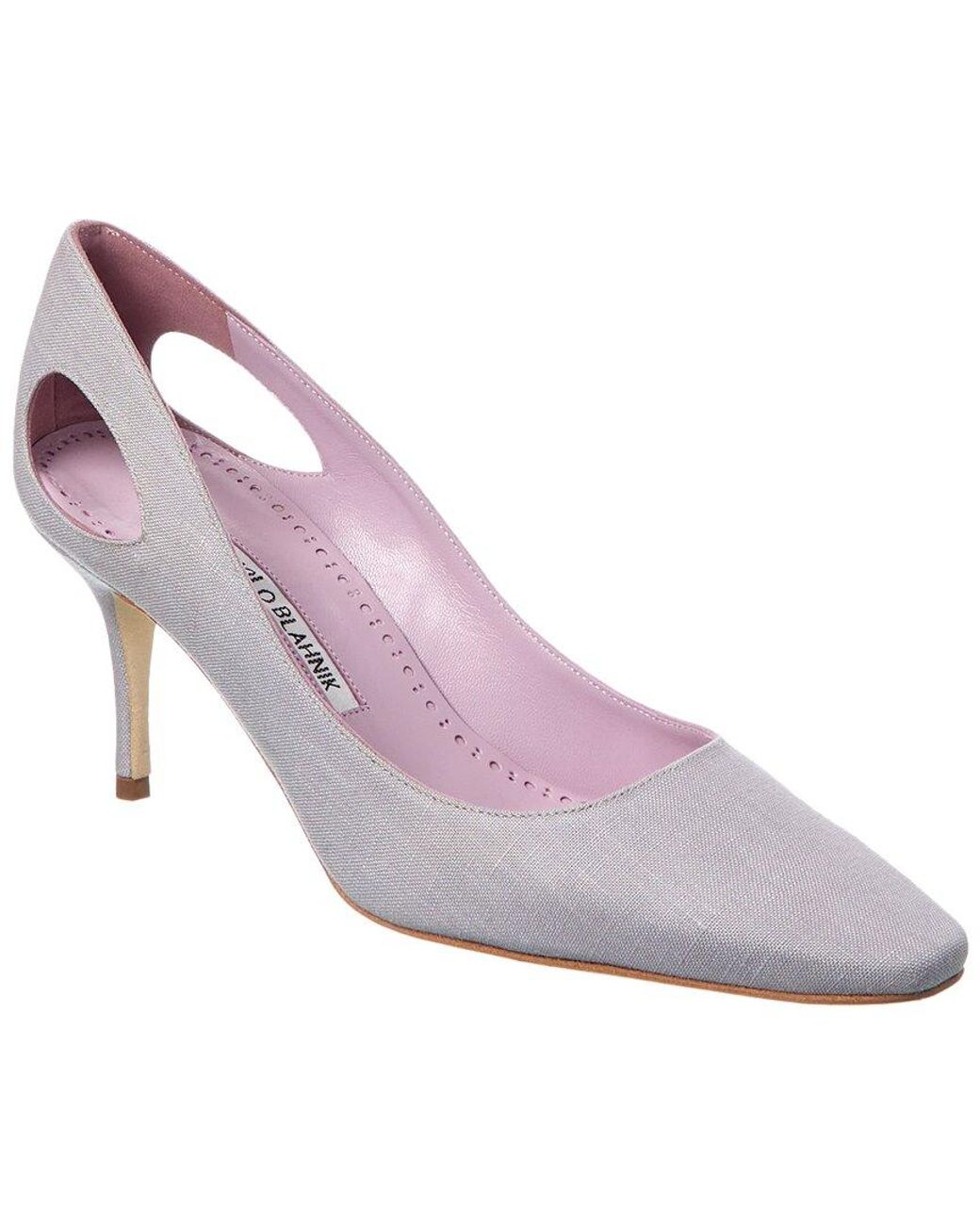 Manolo Blahnik Pink Toplaca 70 Linen Pump
