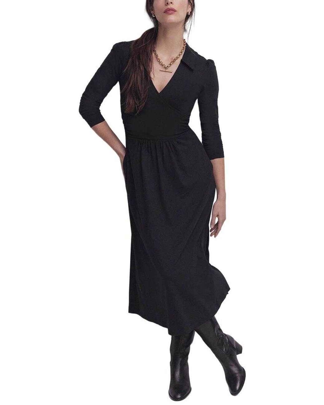 Boden Black Carla Jersey Wrap Dress