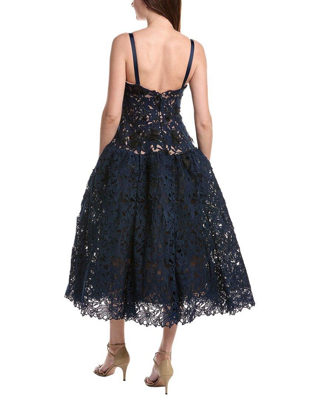 Marchesa Blue Midi Dress