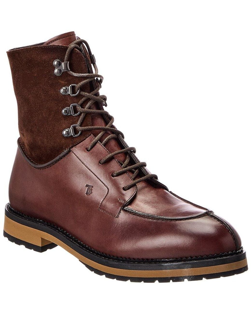 Tod's Brown Leather & Suede Boot for men