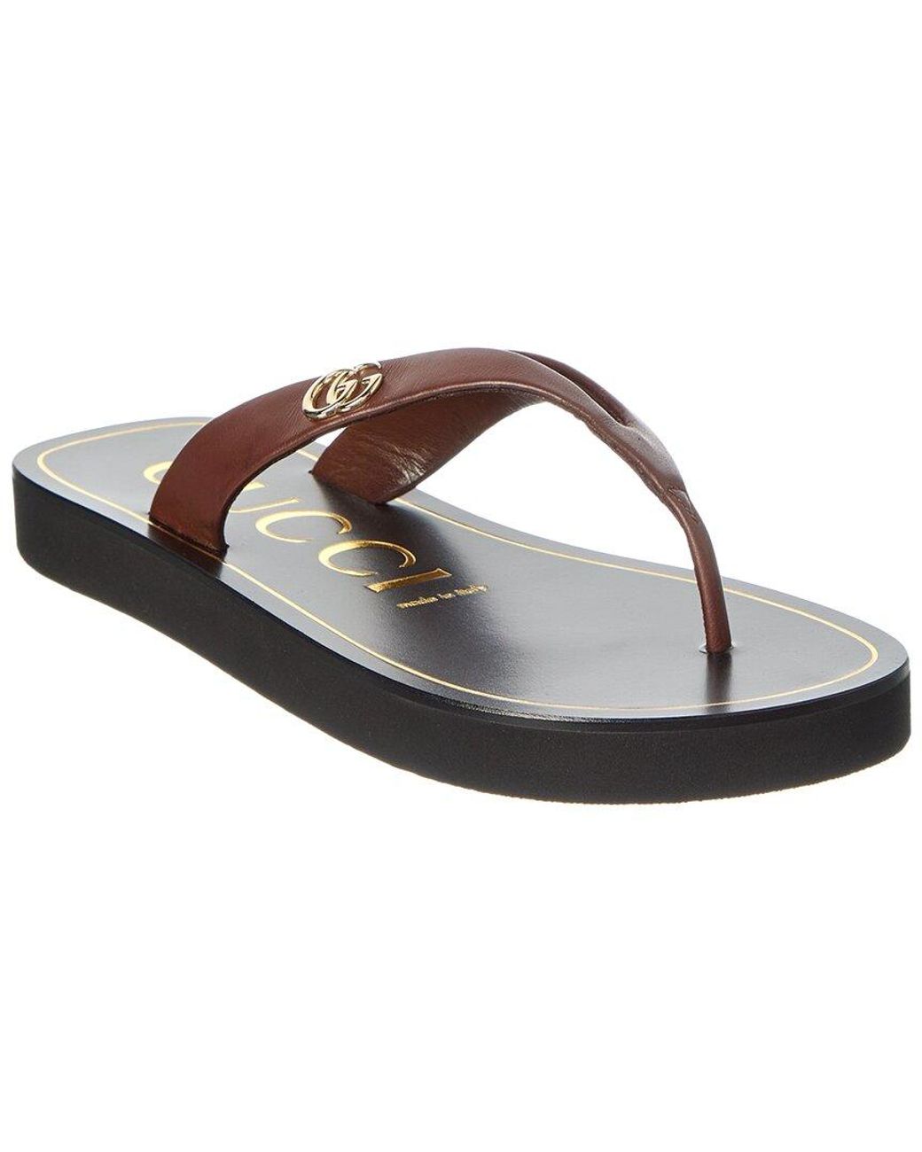 Gucci White Double G Leather Sandal
