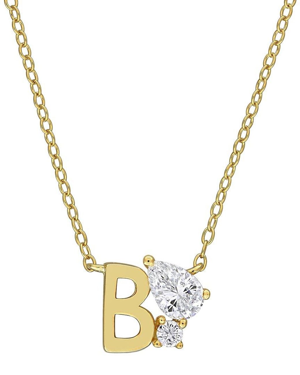 Rina Limor Metallic Initial Plated 0.72 Ct. Tw. Lab-Grown Created Sapphire Z Necklace