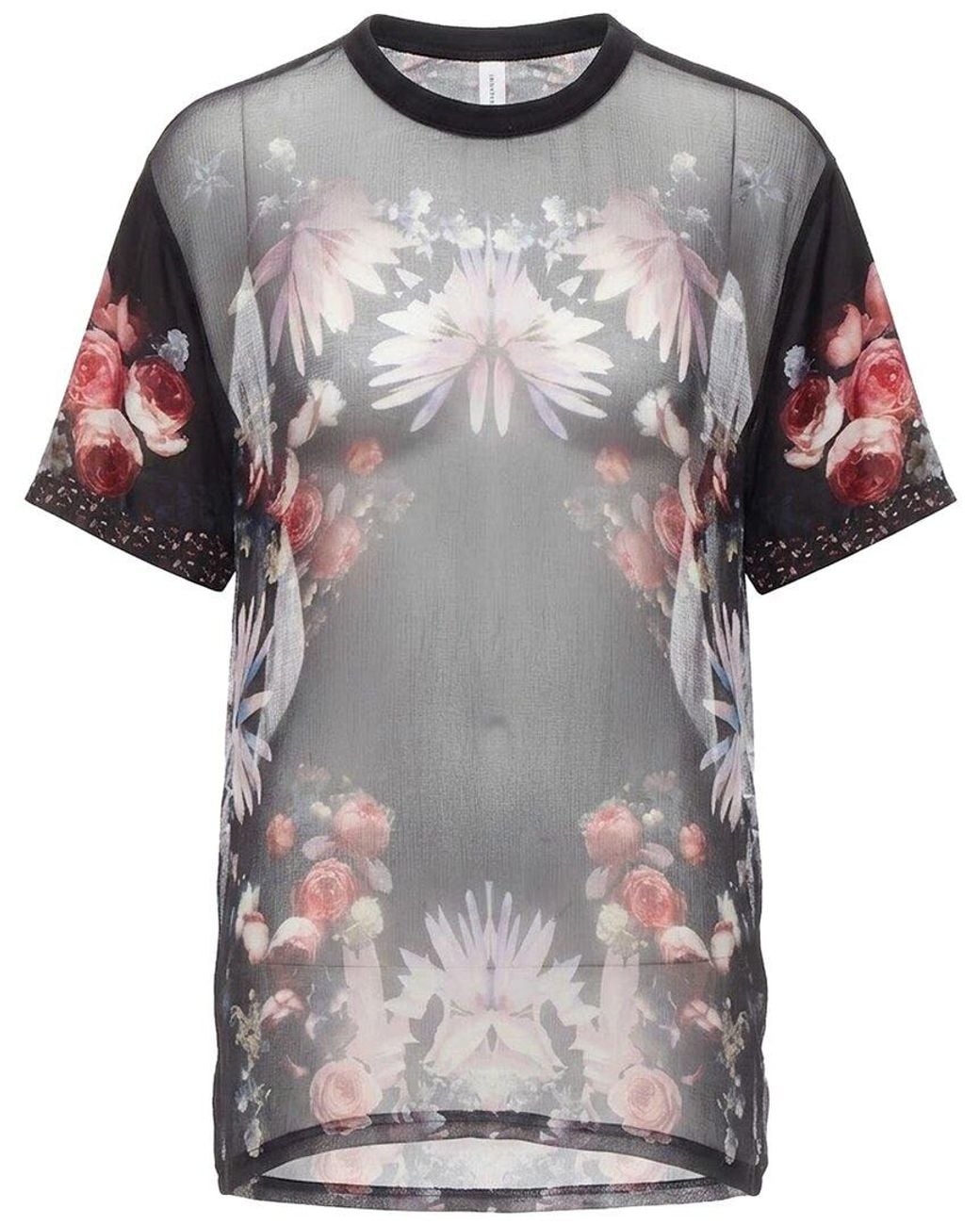 Givenchy Gray Floral Sheer Goth T-Shirt, Size Fr (Authentic Pre-Loved)