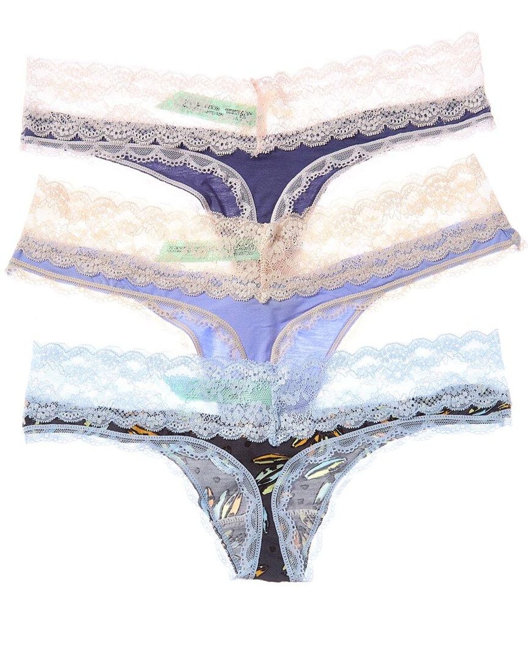 Honeydew Intimates Blue Set Of 3 Ahna Thong