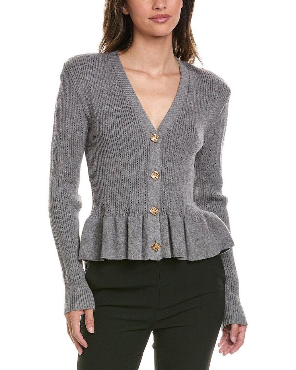 Generation Love Gray Lirio Pointelle Cardigan