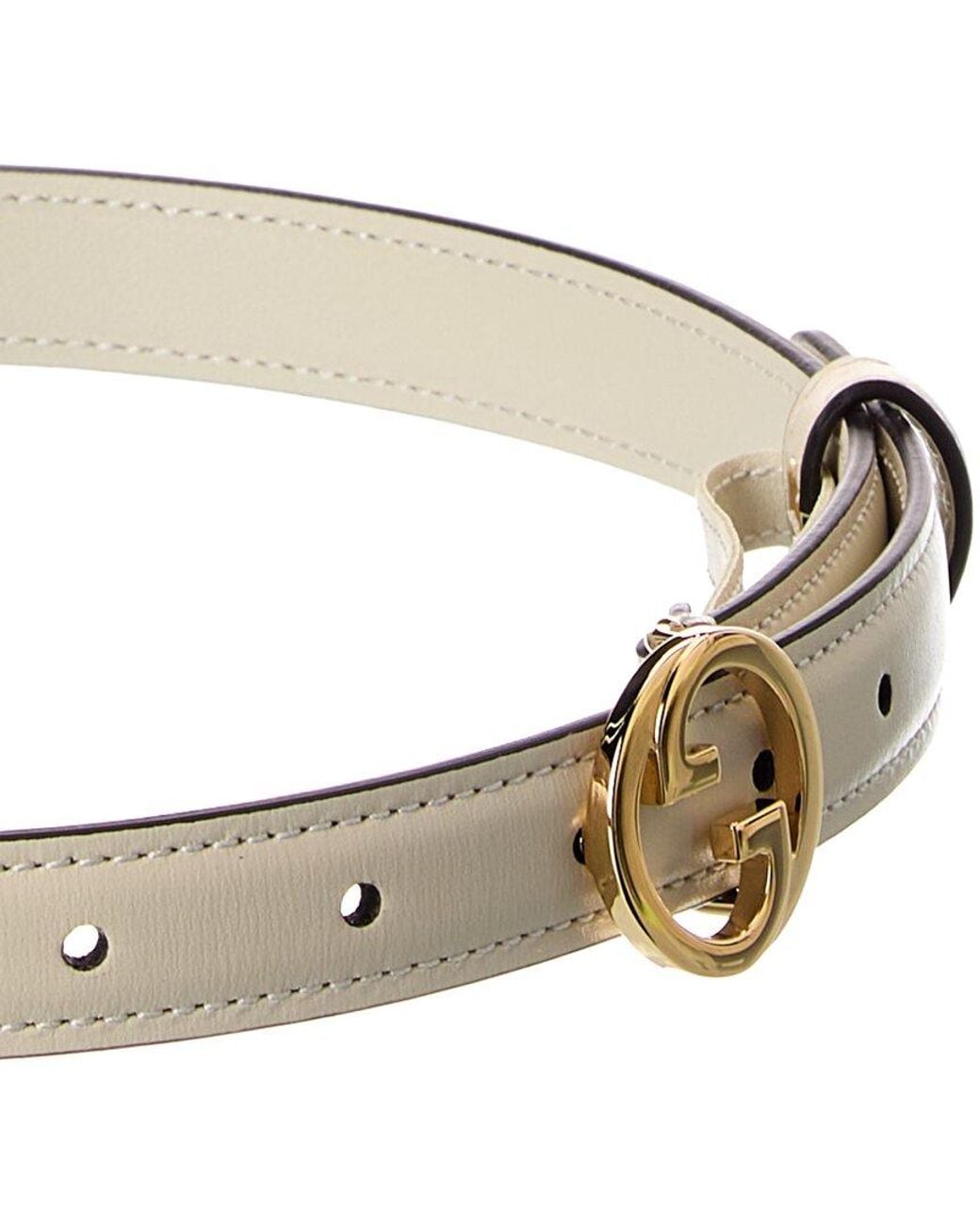 Gucci White Blondie Thin Leather Belt