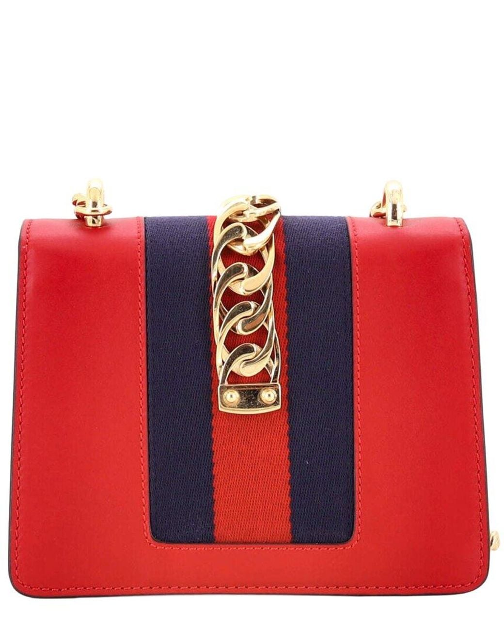 Gucci Red Sheep Leather Sylvie Chain Shoulder Bag Mini (Authentic Pre-Loved)