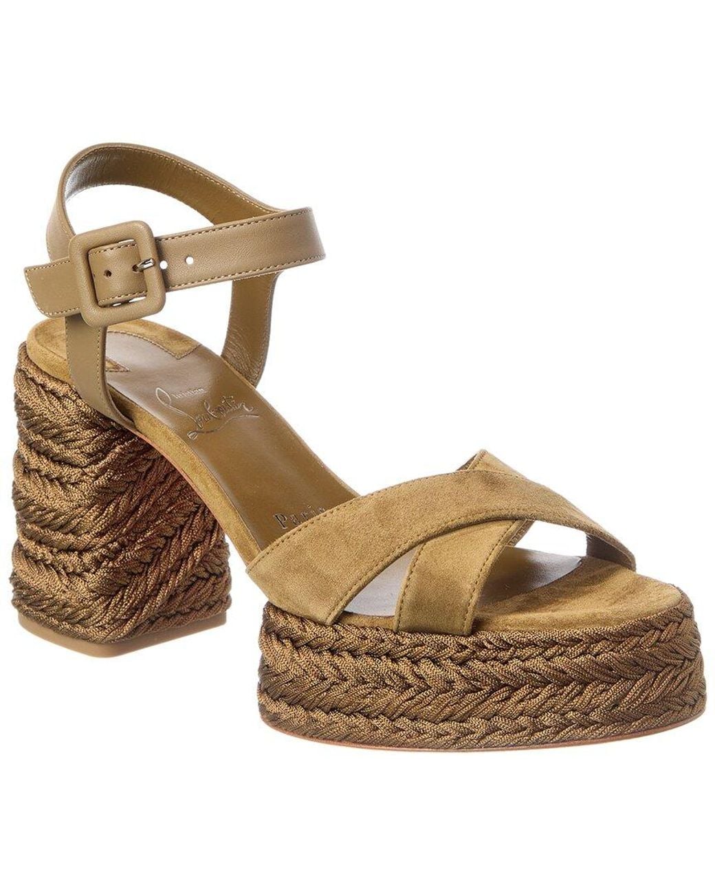 Christian Louboutin Metallic Logo Suede Sandal