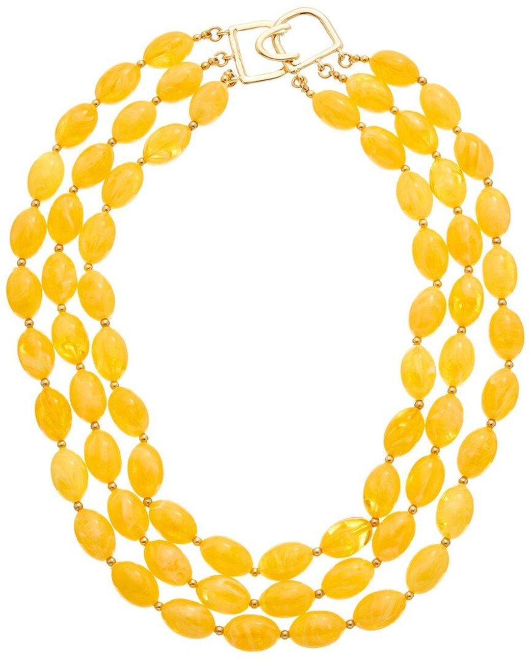 Kenneth Jay Lane Yellow Plated Multi Row Necklace