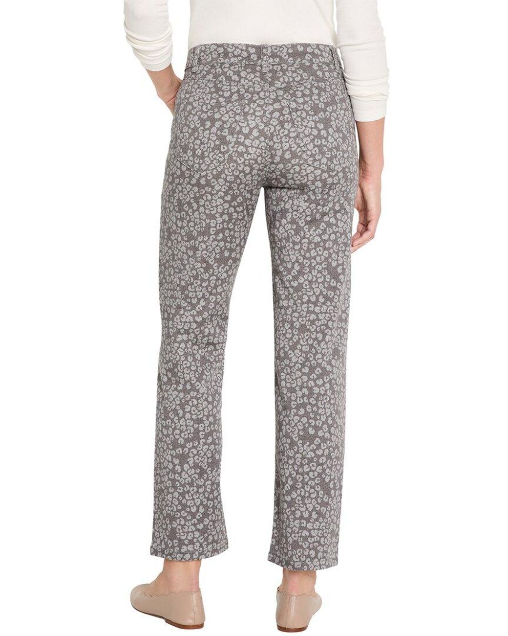 NIC+ZOE Gray Leopard Print Recess Straight Ankle Pant