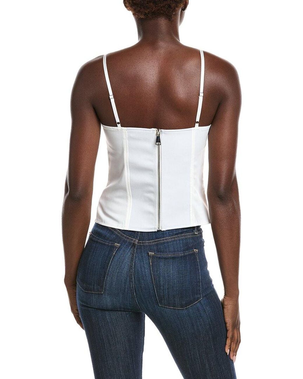 Gracia White Zip-Up Corset Top