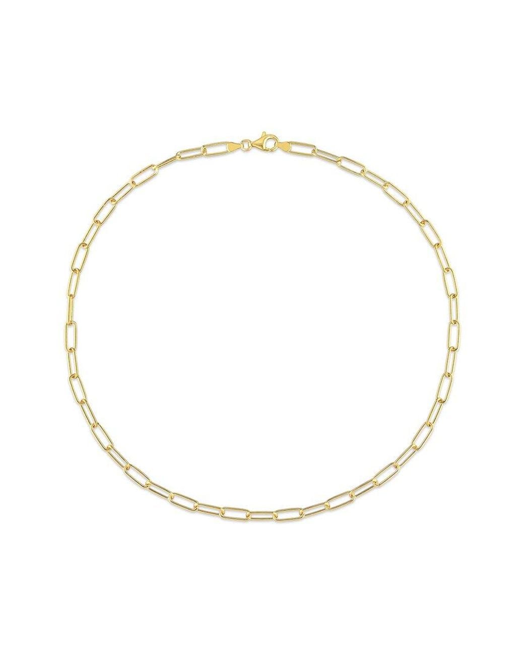 Italian Silver Metallic 18k Over Paperclip Chain Necklace