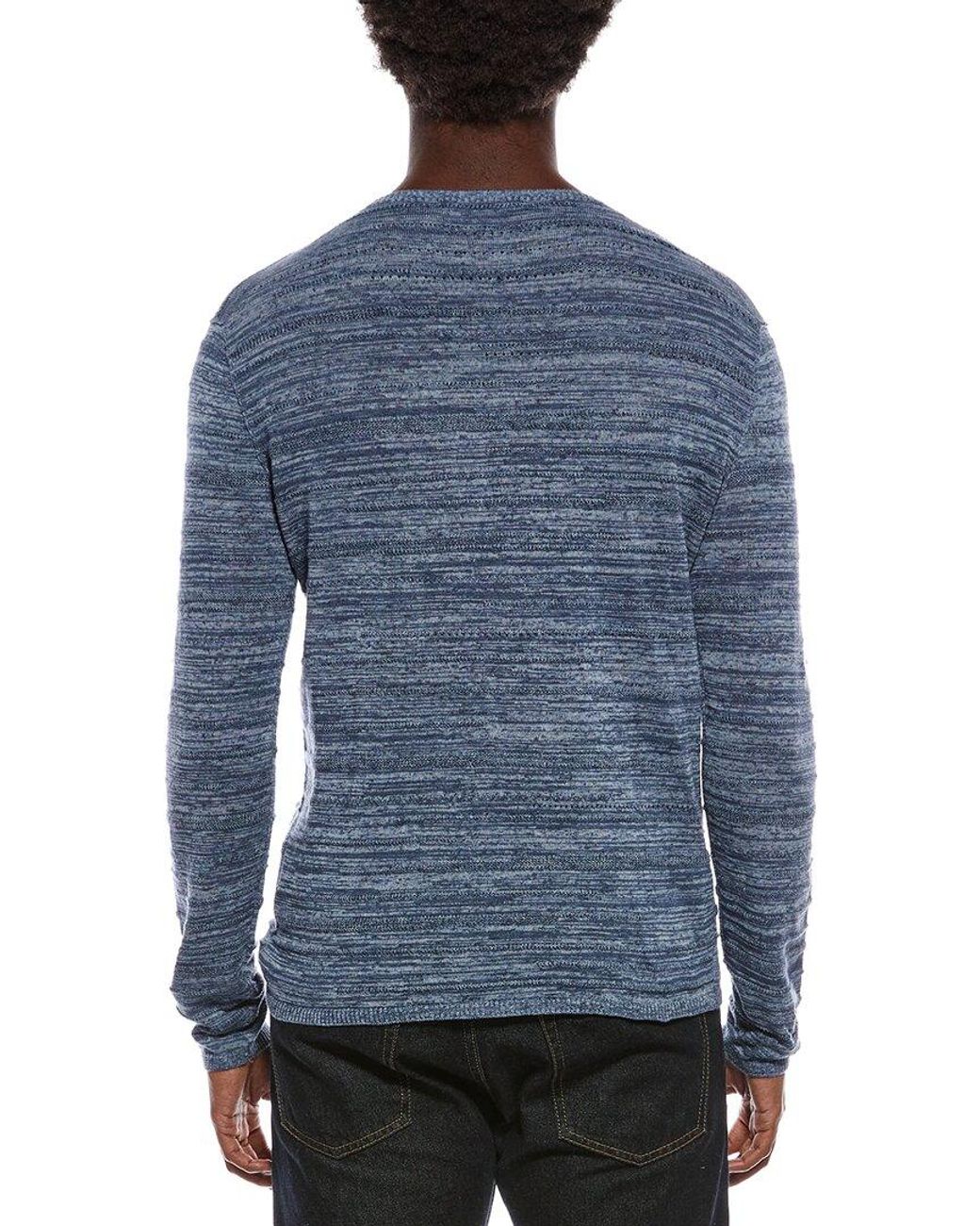 John Varvatos Blue Erik Linen Blend Crewneck Shirt for men