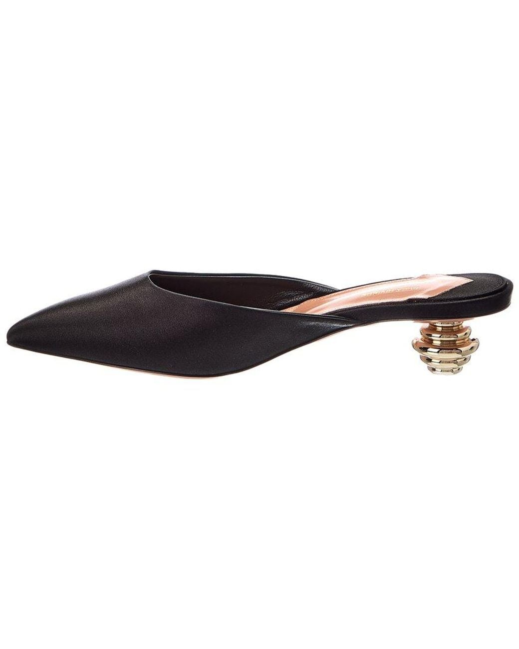 Aquazzura Black Alex 35 Jewel Satin Mule