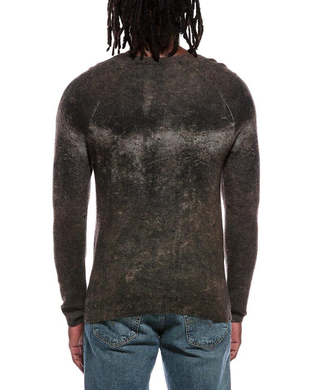 Autumn Cashmere Black Cement Print 100% Cashmere Crewneck Sweater for men