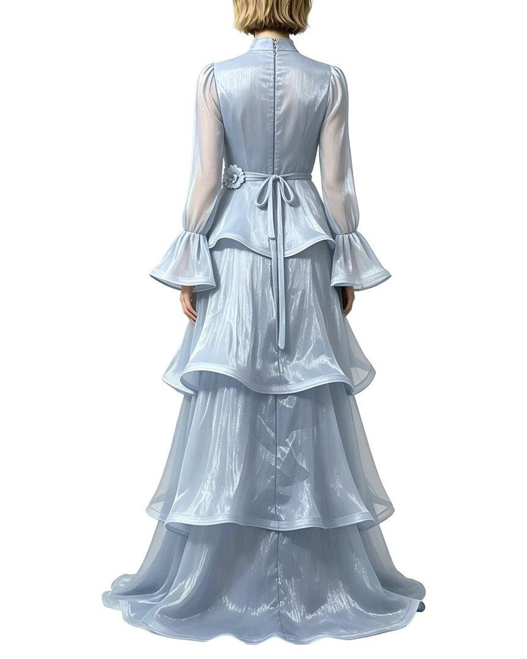 Linda Charm Blue Long Sleeve Maxi Dress