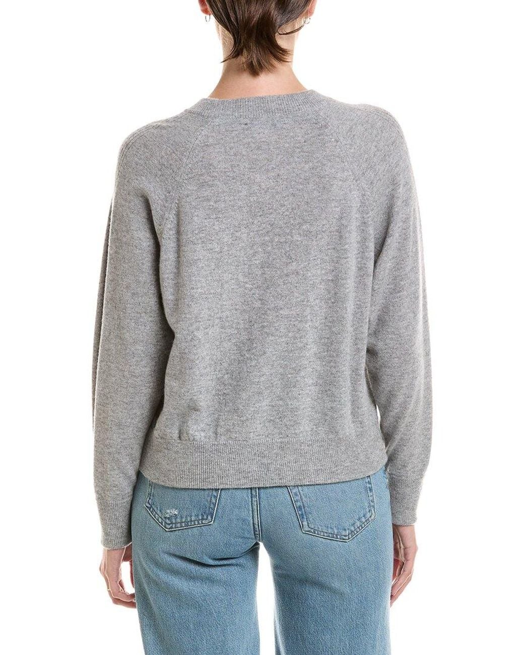 Forte Gray Rib Trim 100% Cashmere Sweatshirt